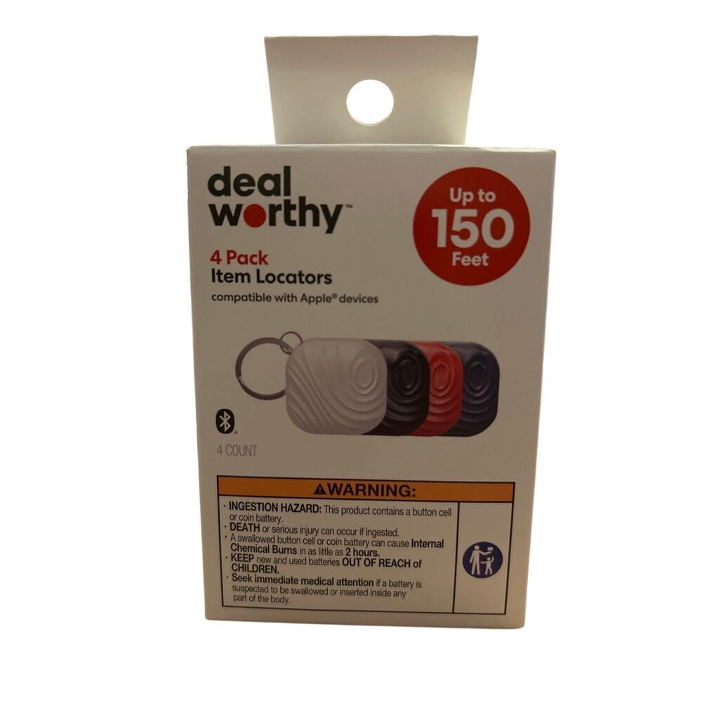 New Dealworthy 4 Pack Item Locators Compatible with Apple Devices Up to 150 Feet